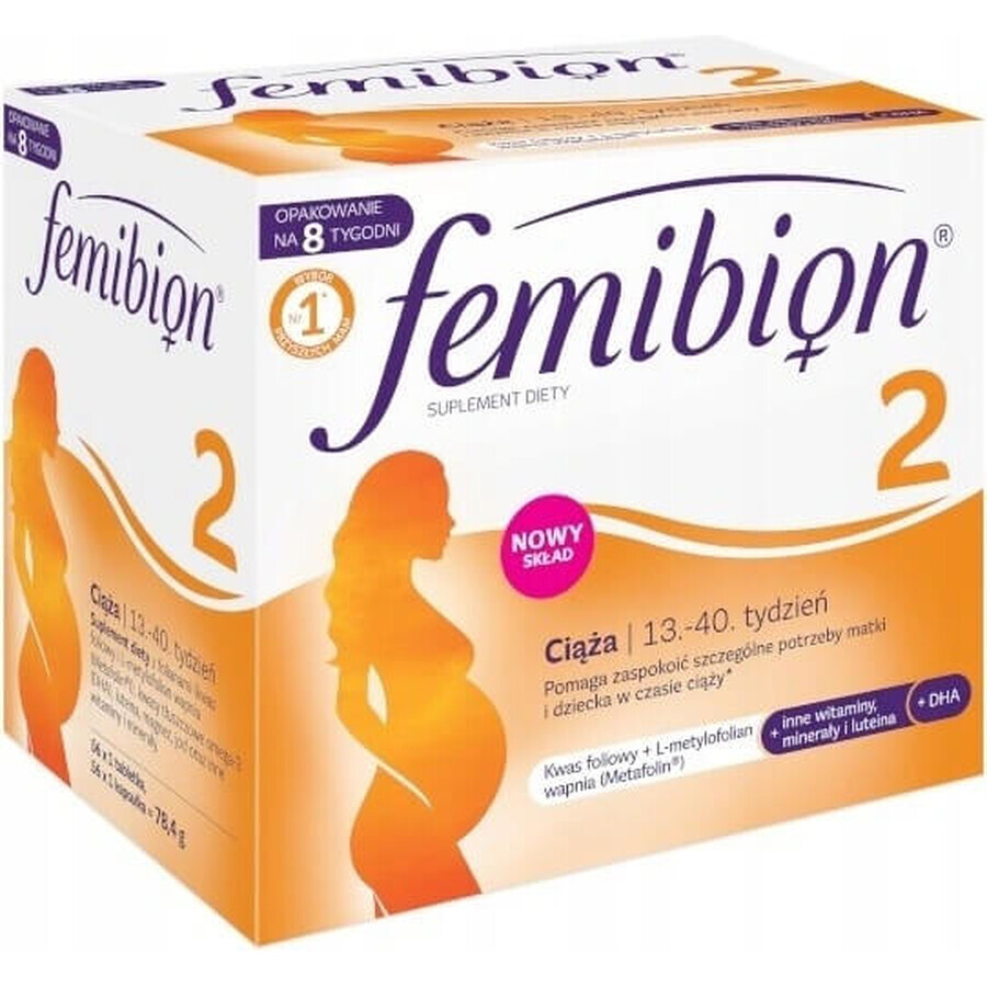 Femibion® 2 Pregnancy, 56 tbl + 56 cps 1×56 tbl + 56 cps, food supplement