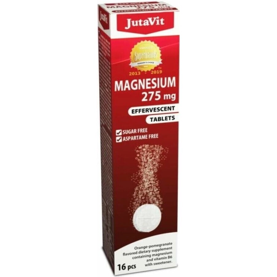 JutaVit Magnesio 275 mg + vitamina B6 comprimidos efervescentes sabor naranja y granada 1x16 unid.