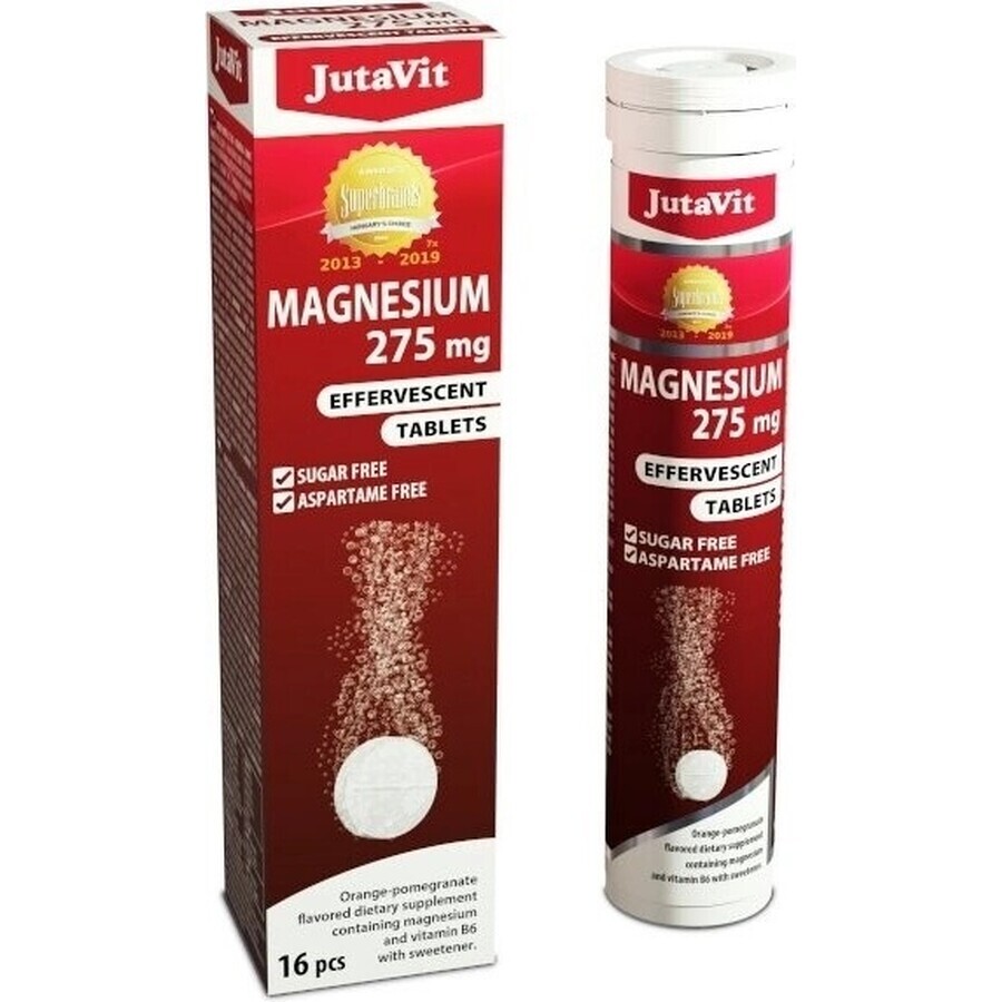 JutaVit Magnesio 275 mg + vitamina B6 comprimidos efervescentes sabor naranja y granada 1x16 unid.