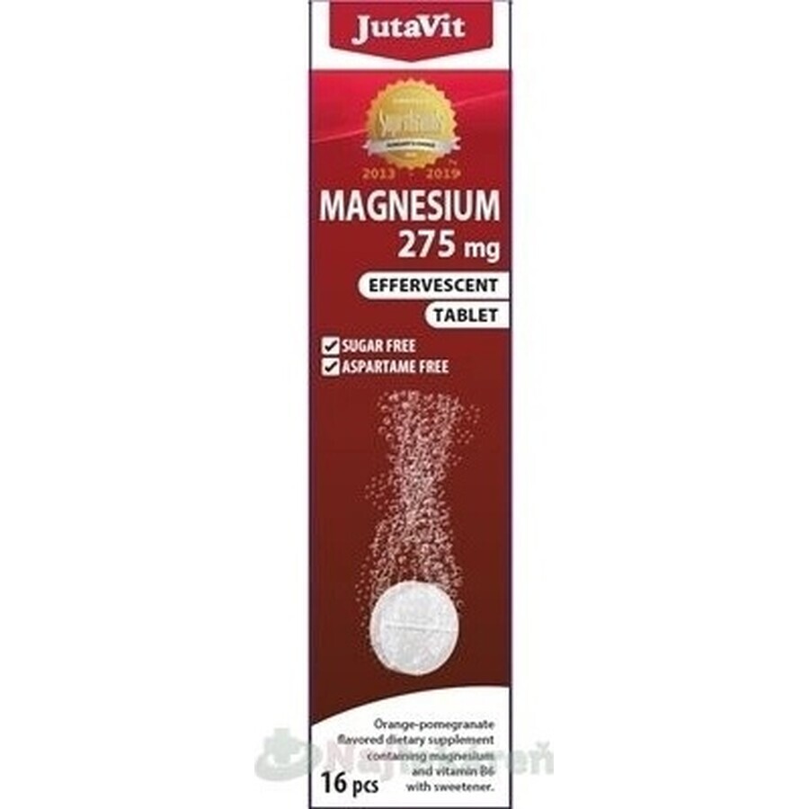 JutaVit Magnesio 275 mg + vitamina B6 comprimidos efervescentes sabor naranja y granada 1x16 unid.