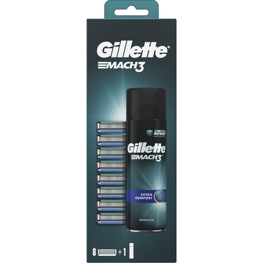 GILLETTE MACH3 8NH + SLASH GEL 1×1 set, 8 cabezas de recambio + gel 200 ml