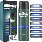 GILLETTE MACH3 8NH + SLASH GEL 1×1 set, 8 cabezas de recambio + gel 200 ml