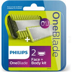 Philips OneBlade QP624/50 360 cuchillas de recambio para cara y cuerpo + peine corporal y accesorio íntimo 1×1 ud, cuchillas de recambio