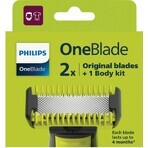 Philips OneBlade QP624/50 360 cuchillas de recambio para cara y cuerpo + peine corporal y accesorio íntimo 1×1 ud, cuchillas de recambio