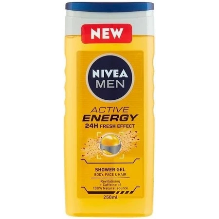 NIVEA Men Active Energy Duschgel 1×250 ml, spendet der Haut Feuchtigkeit