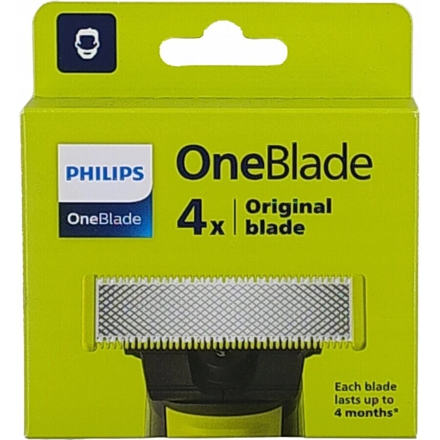 Cuchillas de recambio 4 piezas para Philips OneBlade QP240/50 1×4 piezas, cuchillas de recambio