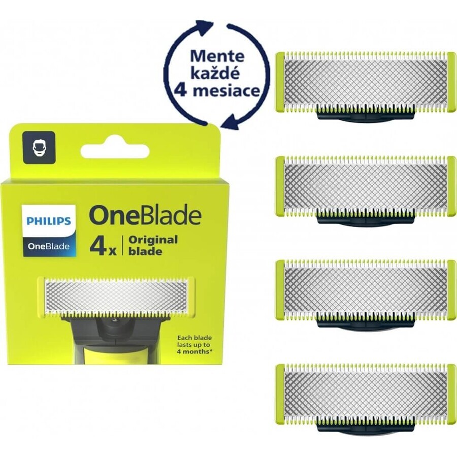 Cuchillas de recambio 4 piezas para Philips OneBlade QP240/50 1×4 piezas, cuchillas de recambio