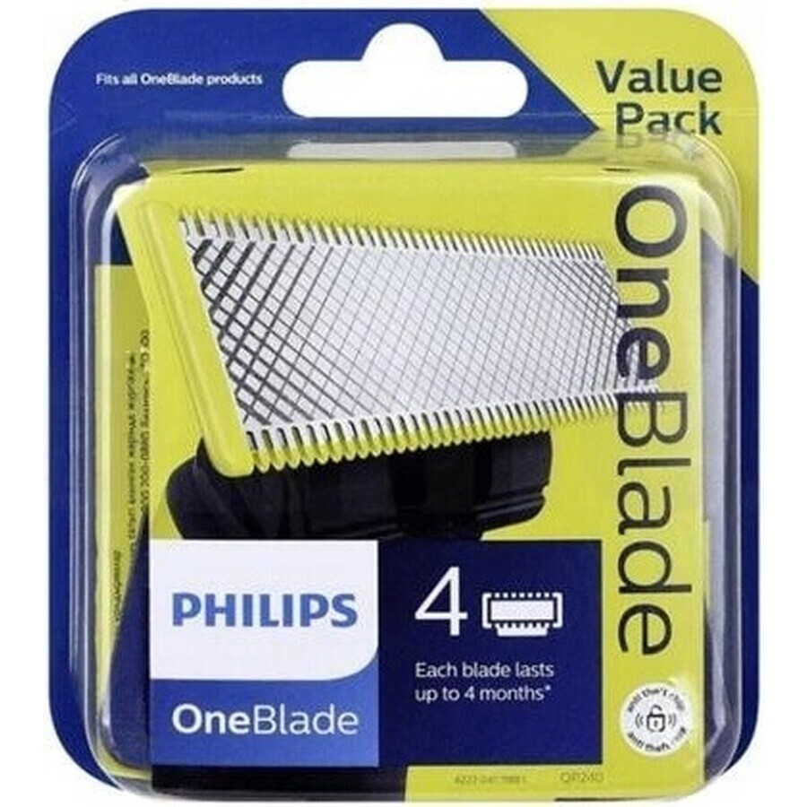 Cuchillas de recambio 4 piezas para Philips OneBlade QP240/50 1×4 piezas, cuchillas de recambio