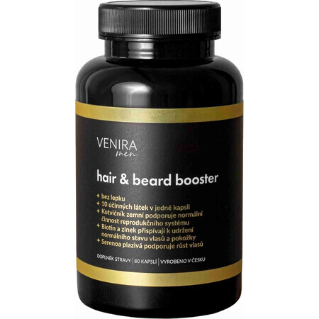 VENIRA Hair and Beard Enhancer for Men 80 day cure 1×80 cps, suplemento nutricional