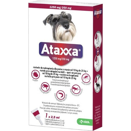 Ataxxa 1250 mg/250 mg (dogs from 10 kg to 25 kg) 1×2,5 ml, solution for dogs