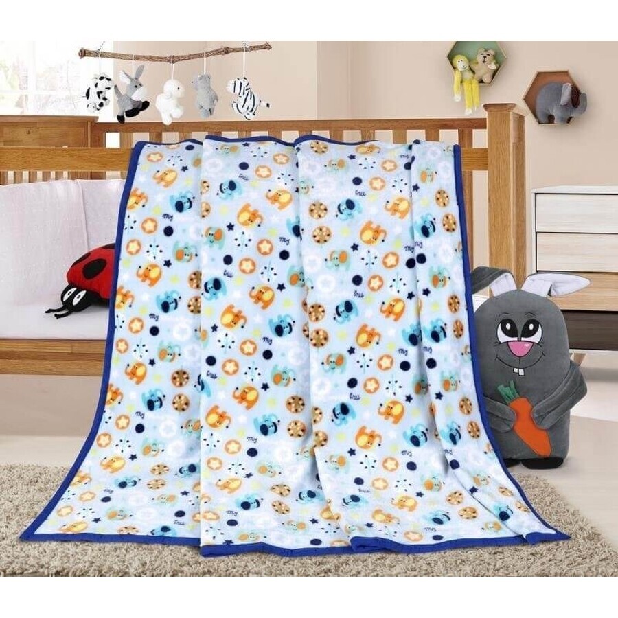 Manta bebé ELLA 1003/163 N 100x155cm elefante azul 1×1 ud, manta bebé