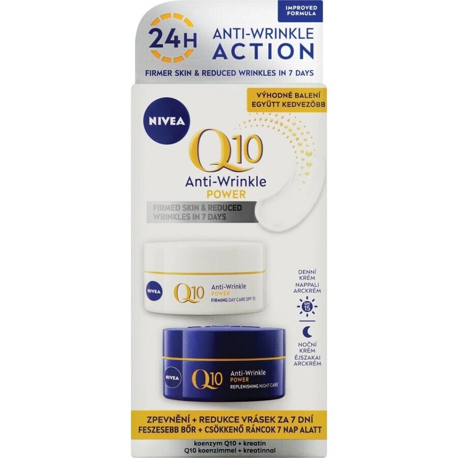 NIVEA Q10 POWER DUO Straffende Tages- und Nachtcreme 2×50 ml, Straffende Creme