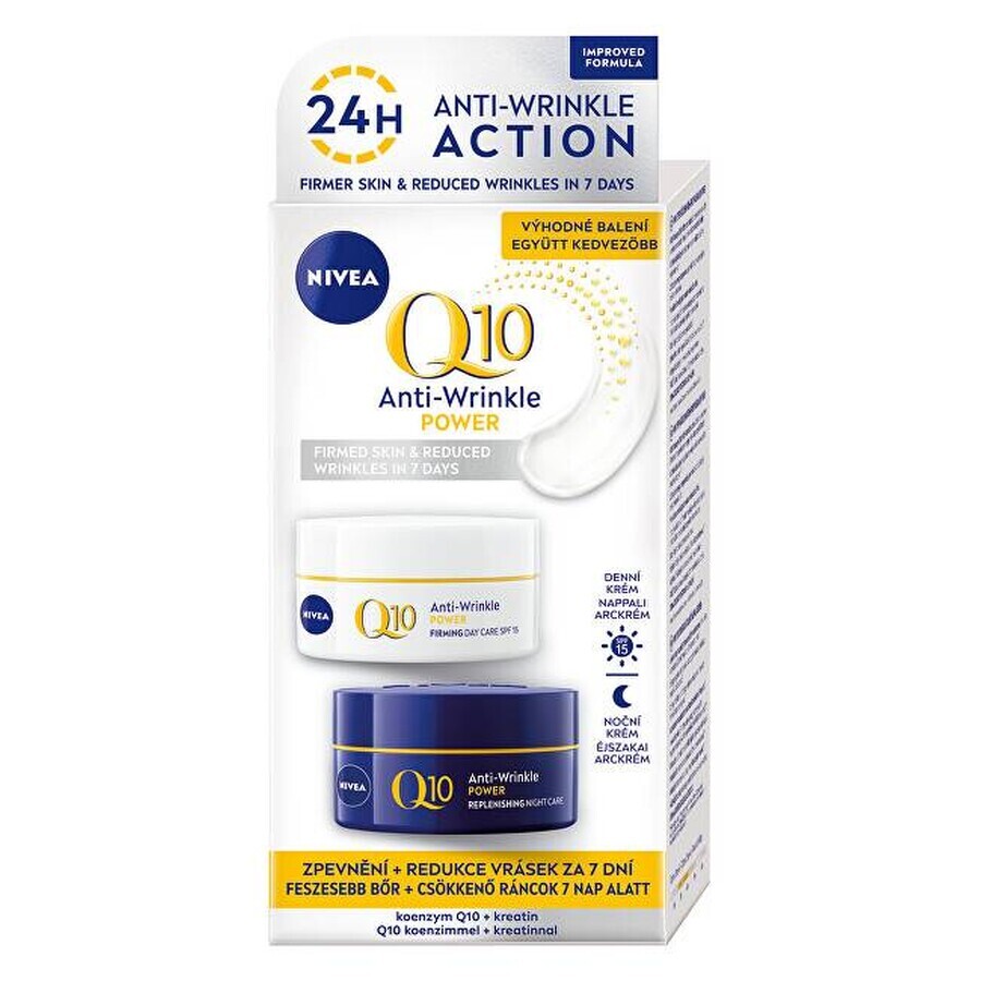 NIVEA Q10 POWER DUO Straffende Tages- und Nachtcreme 2×50 ml, Straffende Creme