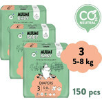 Muumi Baby 3 Midi 5-8 kg, 1×150pcs paquete mensual de pañales ecológicos, Pañales ECO