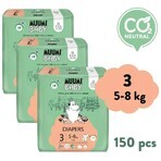 Muumi Baby 3 Midi 5-8 kg, 1×150pcs paquete mensual de pañales ecológicos, Pañales ECO