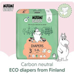 Muumi Baby 3 Midi 5-8 kg, 1×150pcs paquete mensual de pañales ecológicos, Pañales ECO