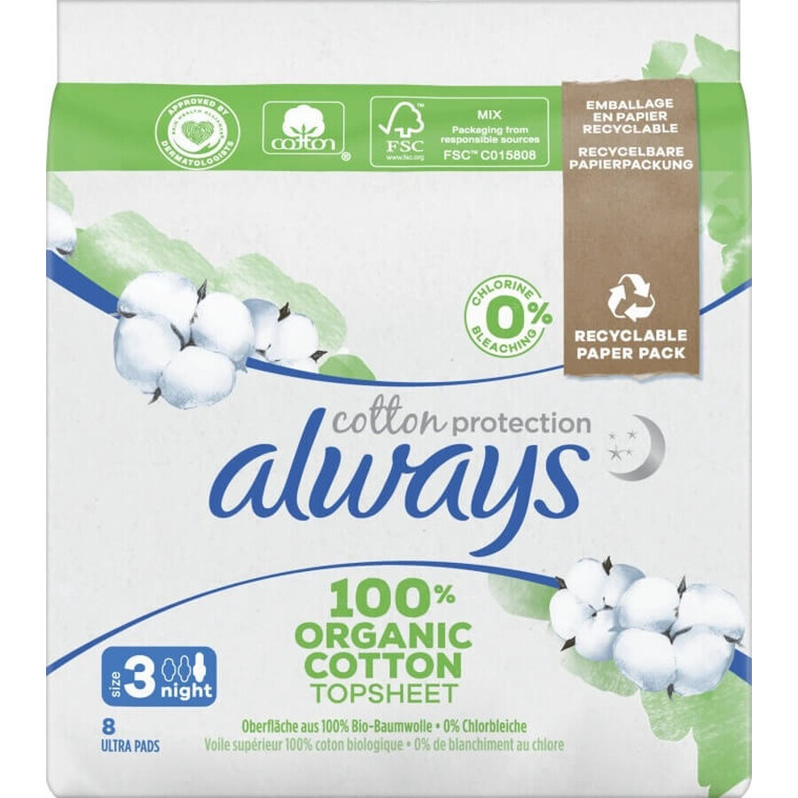 Always Cotton 8st 8st Nacht 1×8 st, kussentjes