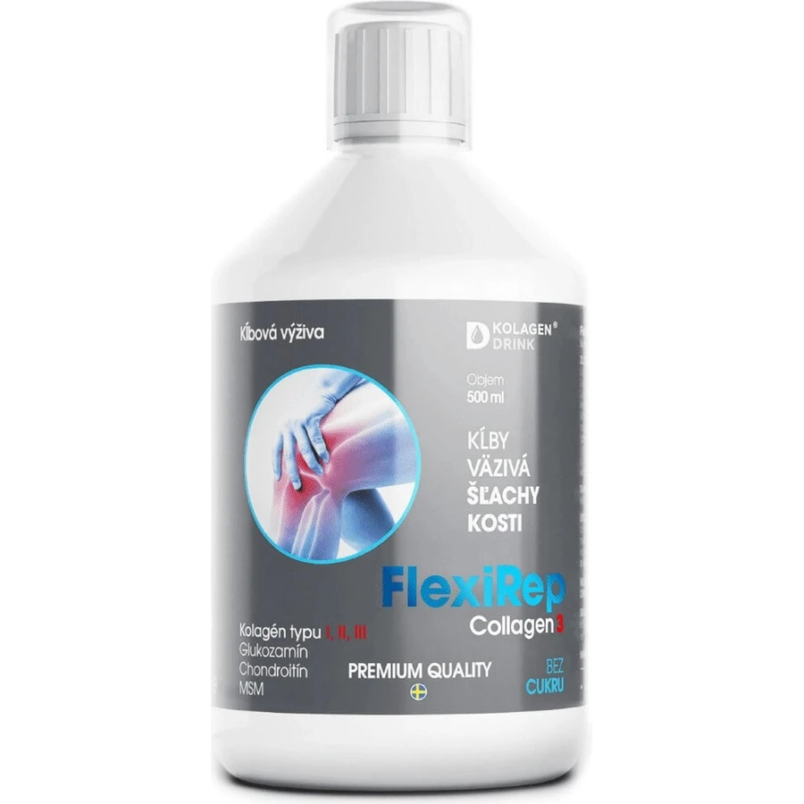 CollagenDrink FlexiRep nutrición articular colágeno tipos I, II, III 1×500 ml, articulaciones, ligamentos, tendones, huesos