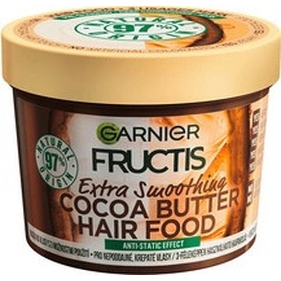 Garnier Fructis Fructis Hair Food Mascarilla suavizante de manteca de cacao para cabellos rebeldes y encrespados, 400 ml 1×400 ml, mascarilla capilar