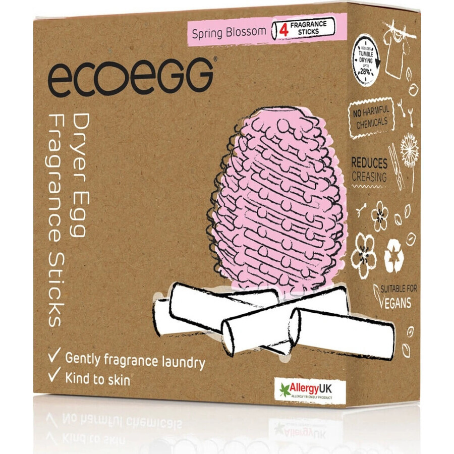 Ecoegg Cartuccia a uovo per asciugatrice fiori di primavera 1×4 pz, bacchette profumate di ricambio