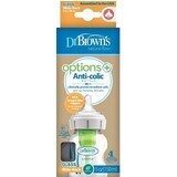 Dr.BROWN'S BABY BOTTLE OPTIONS+ 150 ml 1×1 unidad, con cuello ancho, 0M+, anticólico, vidrio, blanco