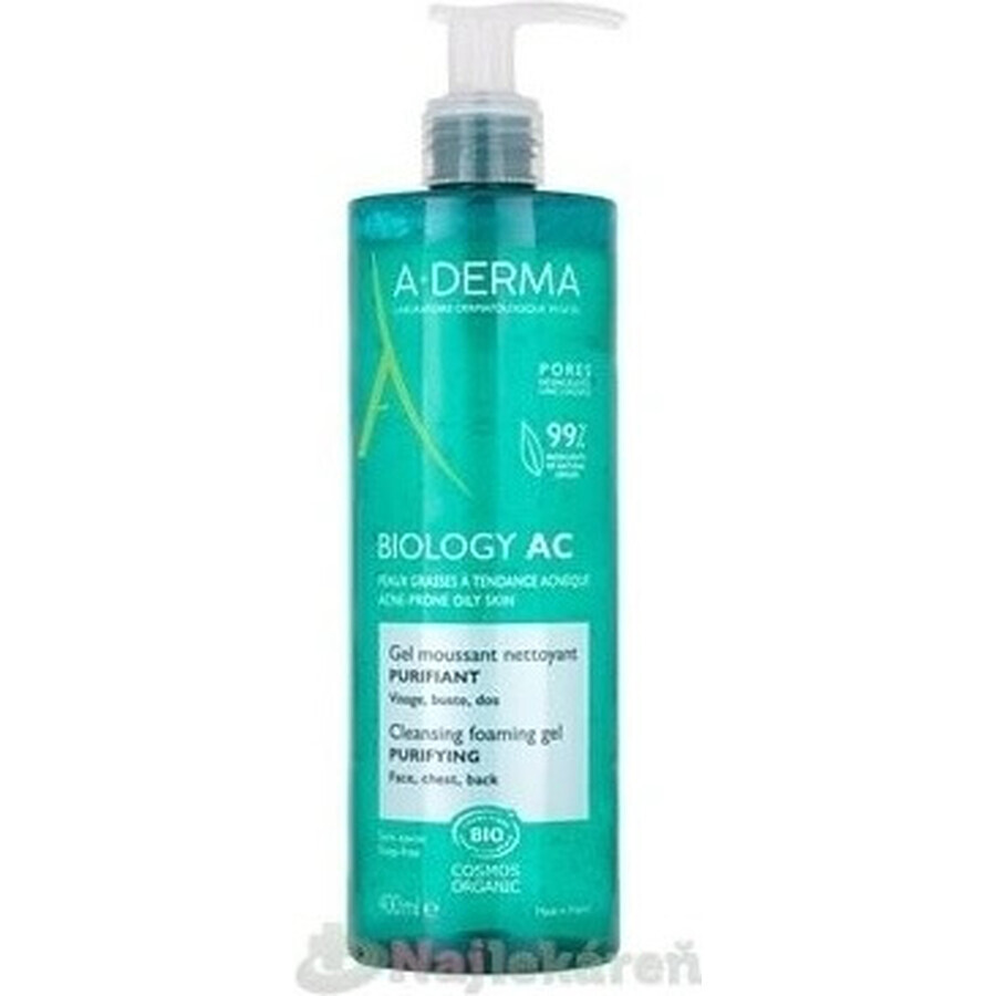 A-DERMA BIOLOGY AC Gel detergente schiumogeno per pelli acneiche 1×400 ml gel, gel detergente per pelli acneiche