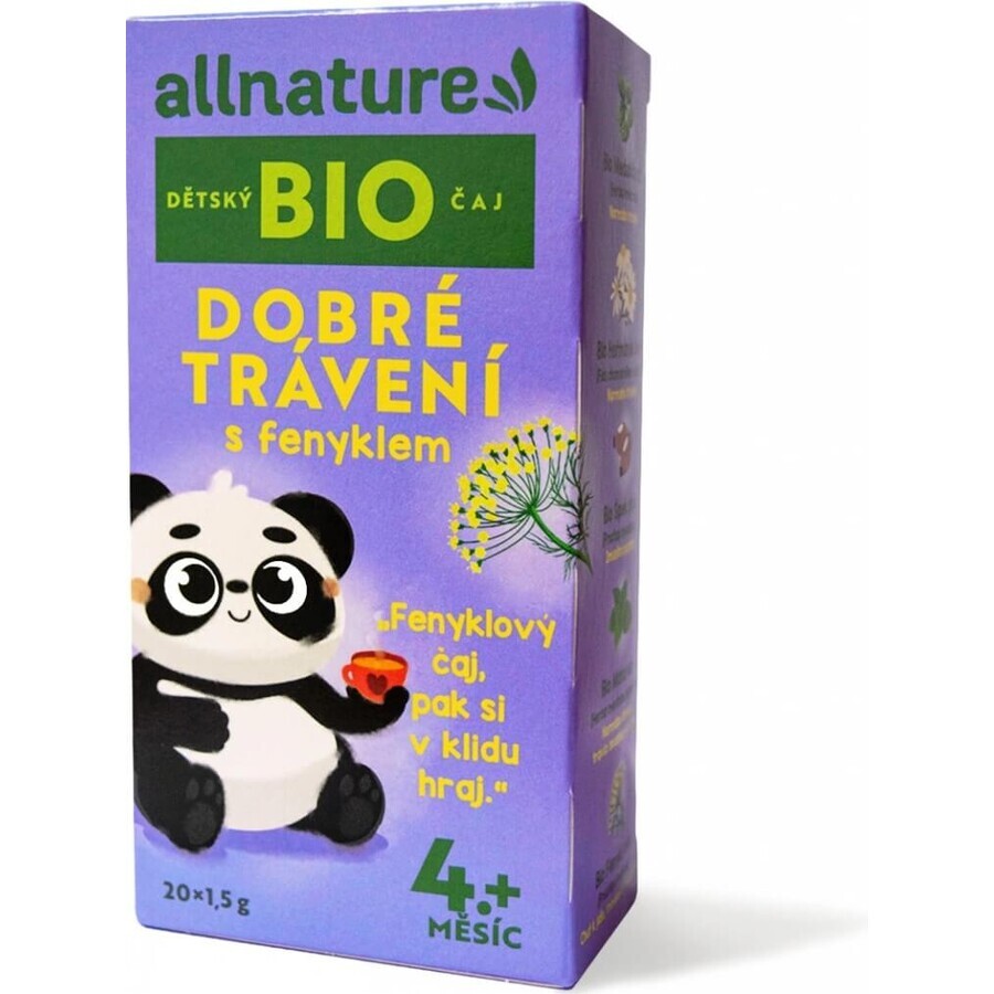 Allnature Organic Té para niños Buena digestión con hinojo 20×1,5 g, té para niños