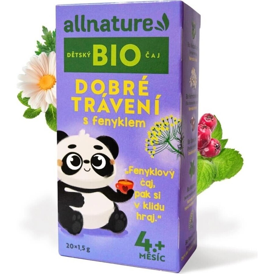 Allnature Organic Té para niños Buena digestión con hinojo 20×1,5 g, té para niños