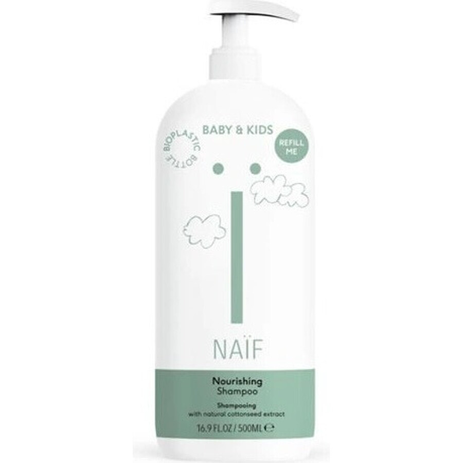 NAÏF Pflegendes Shampoo für Kinder und Kleinkinder Nachfüllpackung 1×500 ml, Pflegendes Shampoo für Kinder