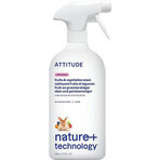 ATTITUDE Detergente sin perfume para frutas y verduras en spray 1×800 ml , detergente para frutas