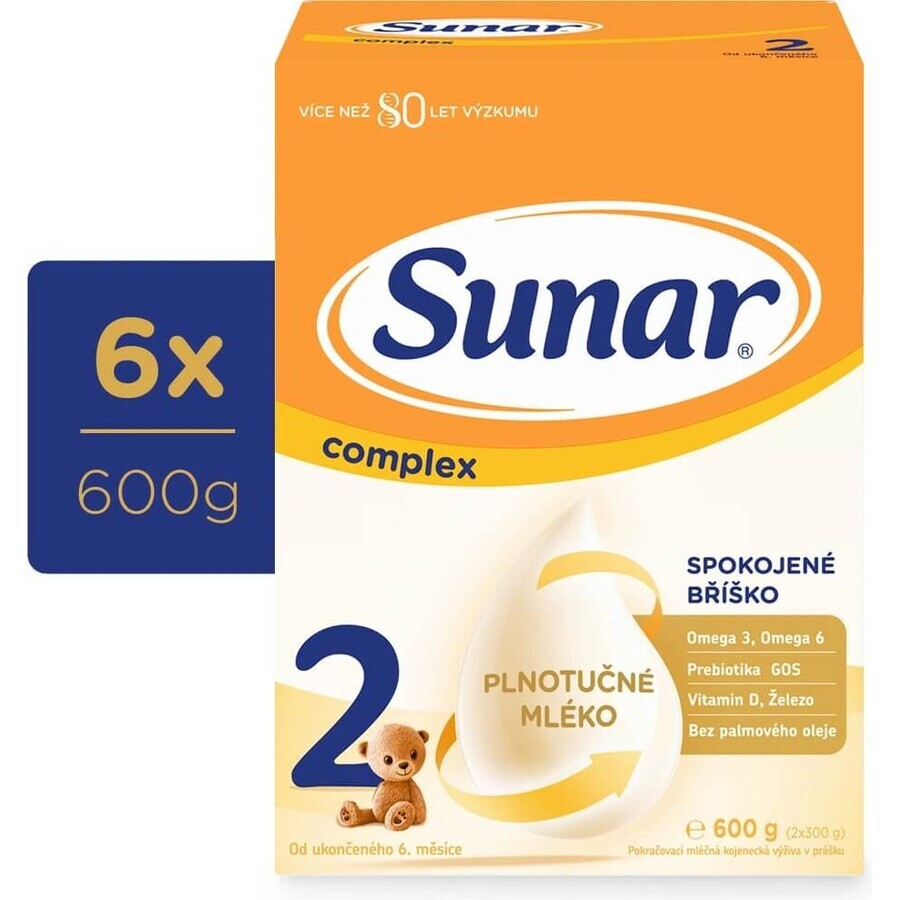 Sunar Complex 2 6×600 g, latte per lattanti, a partire da 6 mesi