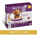 Vectra 3D spot-on voor XS honden (1,5-4 kg) 1×3 stuks, spot-on tegen parasieten