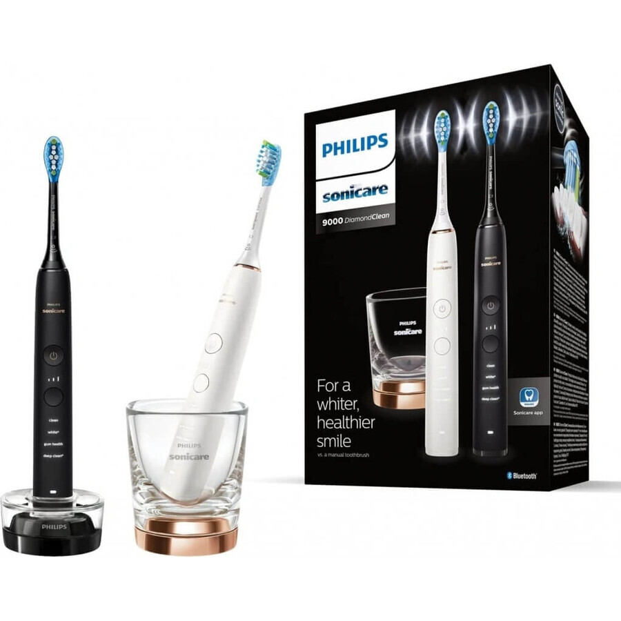 Philips Sonicare 9000 DiamondClean HX9914/57 1+1 2 x 2 brosses à dents électriques soniques 1×2, brosse à dents sonique