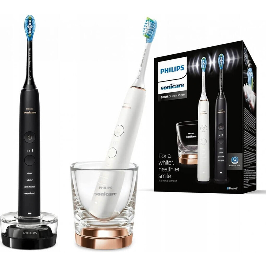 Philips Sonicare 9000 DiamondClean HX9914/57 1+1 2 x 2 brosses à dents électriques soniques 1×2, brosse à dents sonique