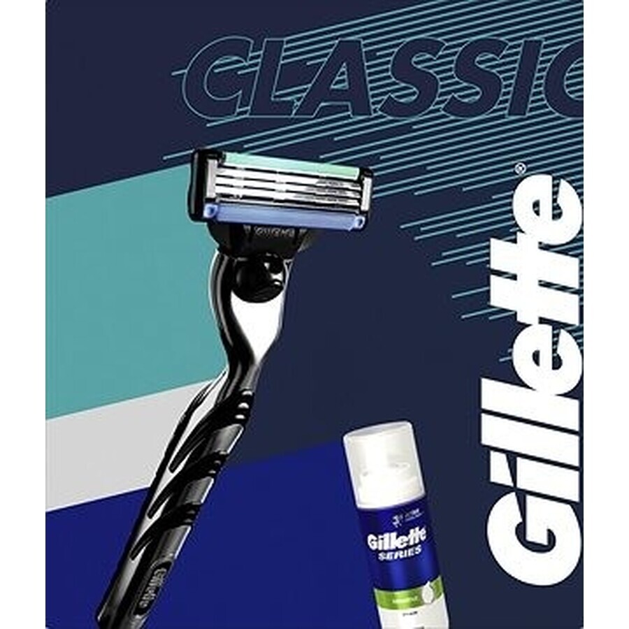 Afeitadora Gillette Mach3 Start + espuma de afeitar Series 100 ml, set de regalo 1×1 ud, kit de afeitado para hombre