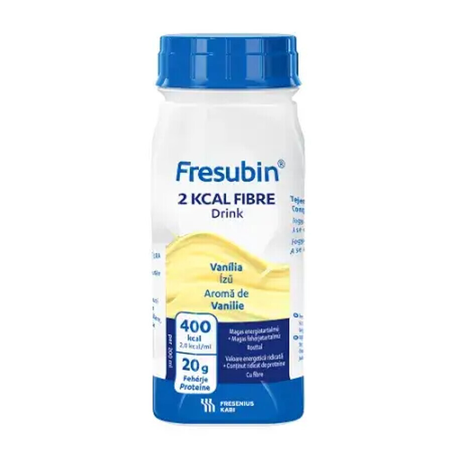 Bebida con sabor a vainilla Fresubin 2kcal Fibra, 4 x 200 ml, Fresenius Kabi