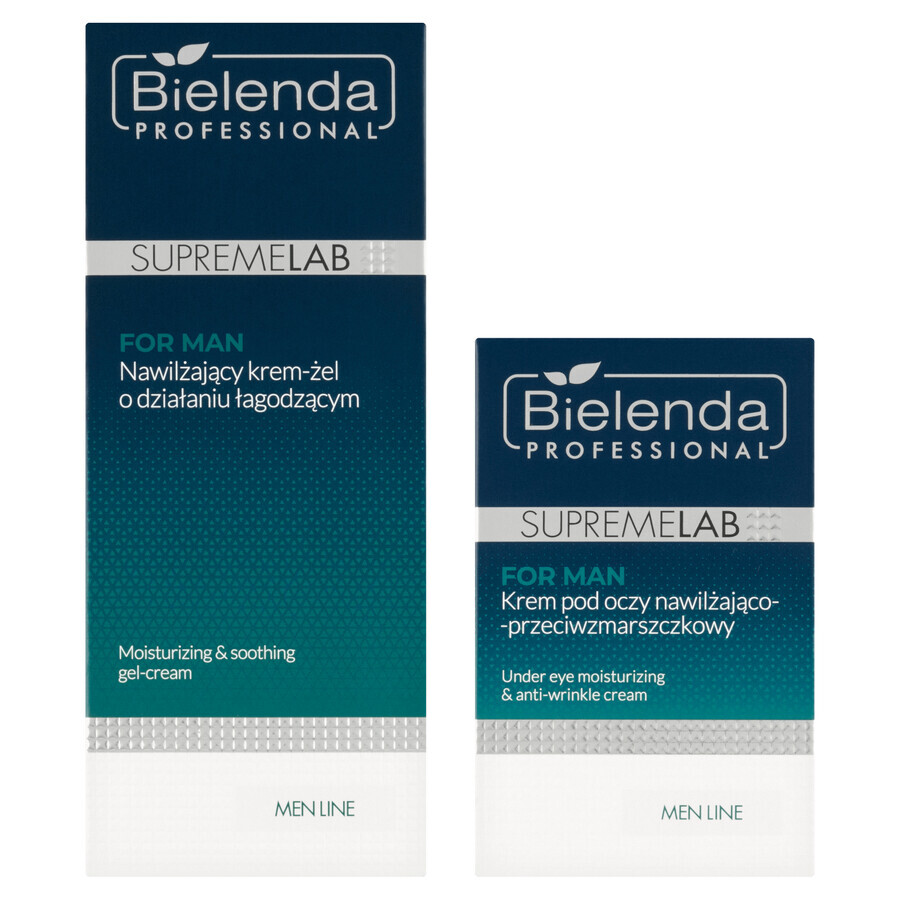 Set Bielenda Supremelab Men Line, gel-crema facial 50 ml + crema contorno de ojos 15 ml