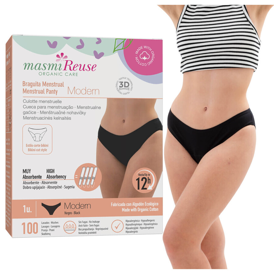 Masmi Modern, menstrual briefs, organic cotton, size M, 94-102 cm, 1 pc