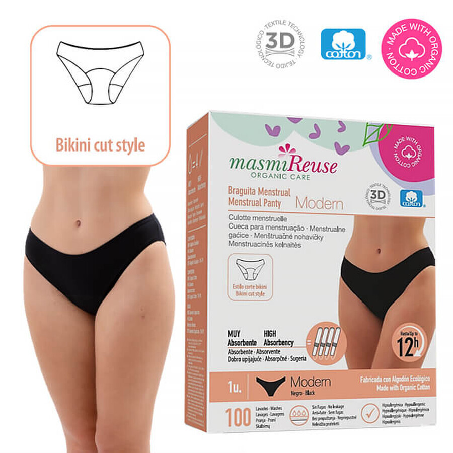 Masmi Modern, menstrual briefs, organic cotton, size M, 94-102 cm, 1 pc