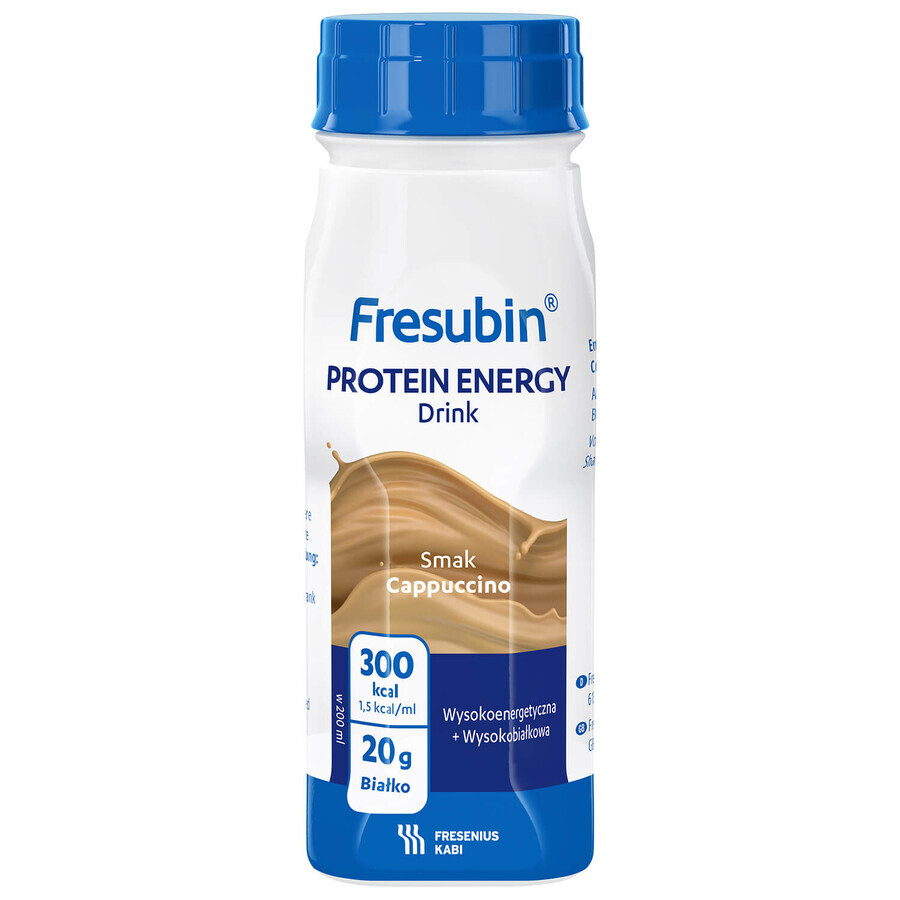 Fresubin Protein Energy Drink, bebida nutritiva, sabor capuchino, 4 x 200 ml