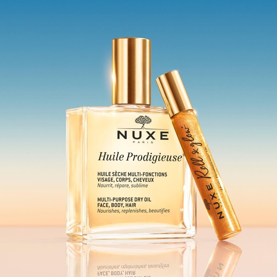 Set Nuxe Huile Prodigieuse, dry oil for body, face and hair, 100 ml + Huile Prodigieuse Or, roll-on oil, 8 ml