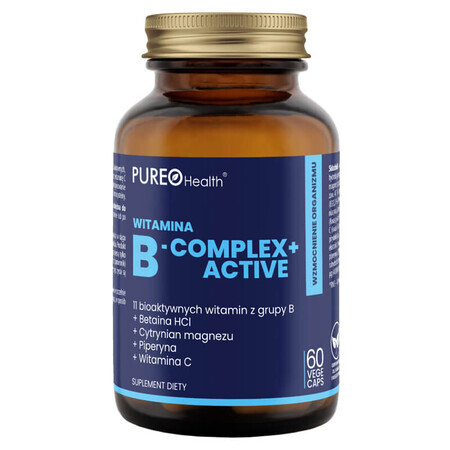 Pureo Health Vitamine B-Complex + Active, 60 gélules