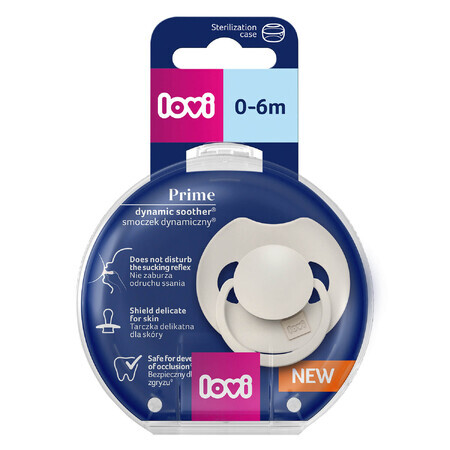 Lovi Prime, pacifier, pacifier, silicone, dynamic, coconut, 34/400, 0-6 months, 1 piece