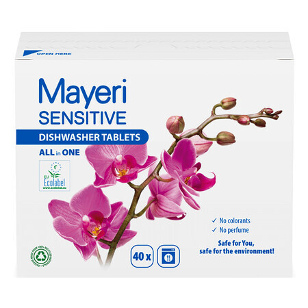 Mayeri Sensitive, pastillas para lavavajillas, 40 unidades