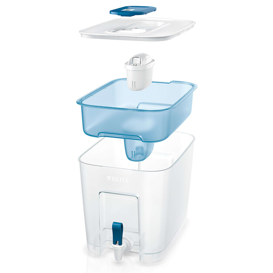 Brita Flow, dispensador de filtro de 8,2 l con grifo, azul + filtro Maxtra Pro Pure Performance, 1 ud.