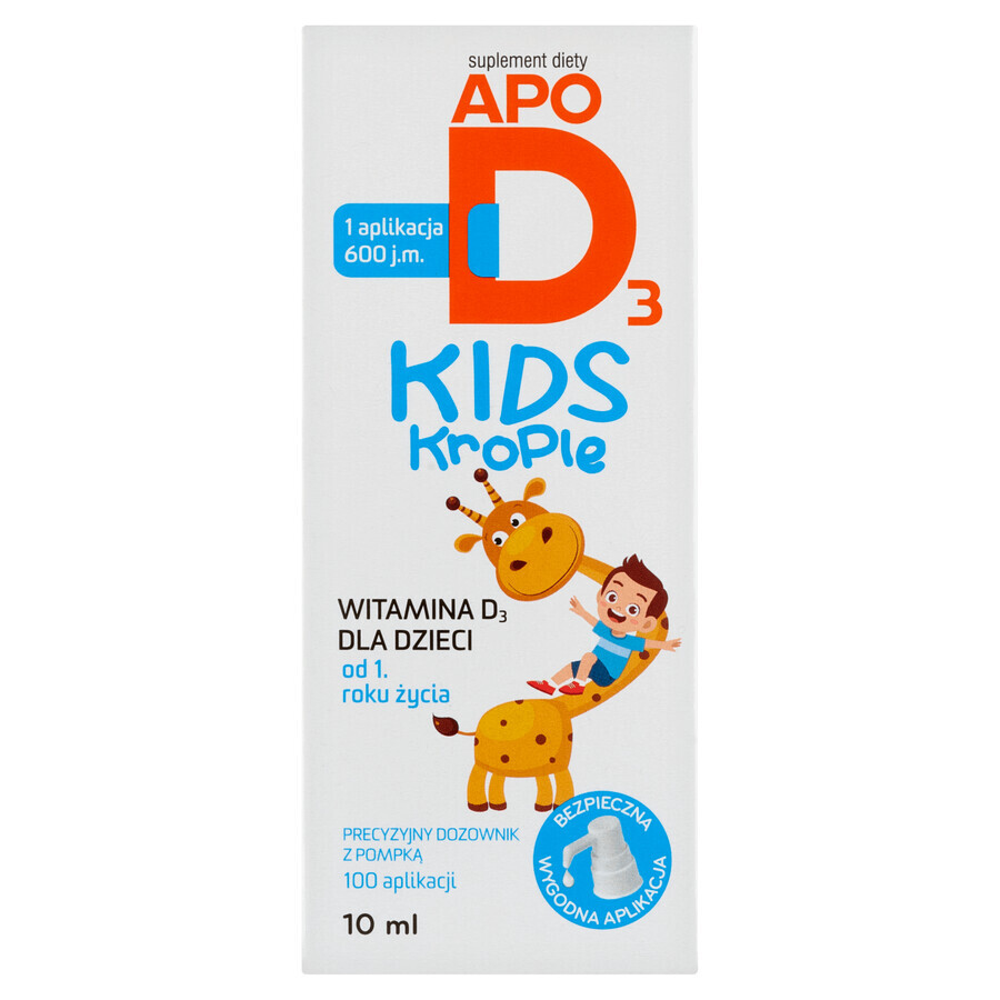 Set ApoD3 Kids Drops, vitamina D3 600 UI pentru copii de la 1 an, 2 x 10 ml