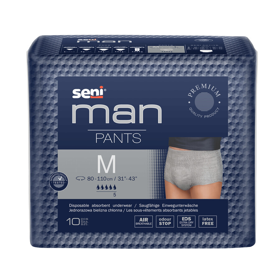 Seni Man Pants, absorbent briefs, size M, 80-110 cm, 10 pieces