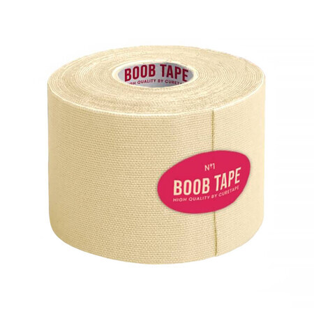 CureTape Boob Tape, elastische tape voor het modelleren en ondersteunen van de buste met tepels, beige, 5 cm x 5 m, 1 st