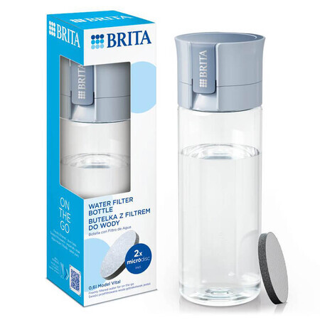 Brita Vital, sticlă cu filtru de 0,6 l, albastru + filtru MicroDisc, 2 bucăți