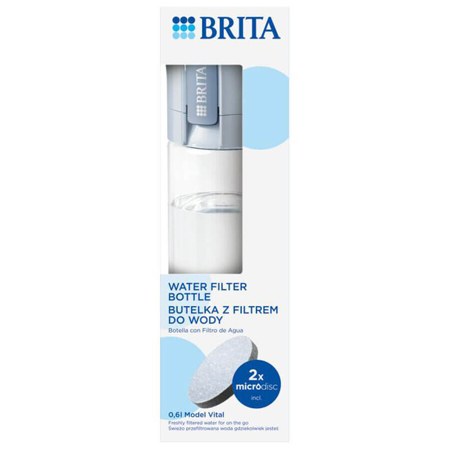 Brita Vital, sticlă cu filtru de 0,6 l, albastru + filtru MicroDisc, 2 bucăți